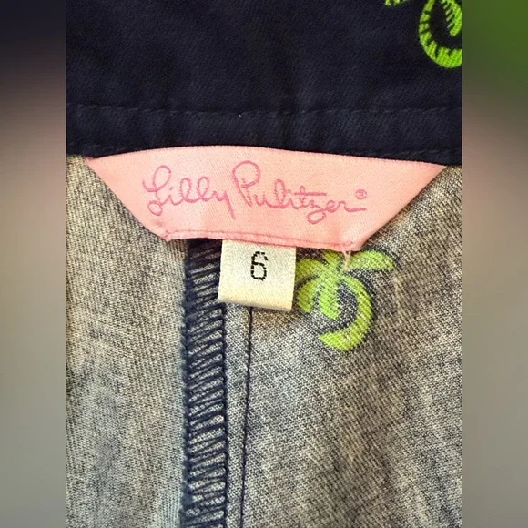Lilly Pulitzer Navy Palm Print Drawstring Pants Size 6 - Picture 3 of 5